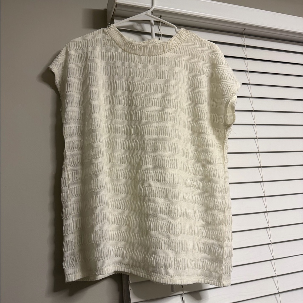 Chic Cream Textured Women's Blouse